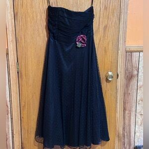 Vintage SCOTT MCCLINTOCK size‎ 14 BLACK POLKA DOT STRAPLESS FORMAL PARTY DRESS